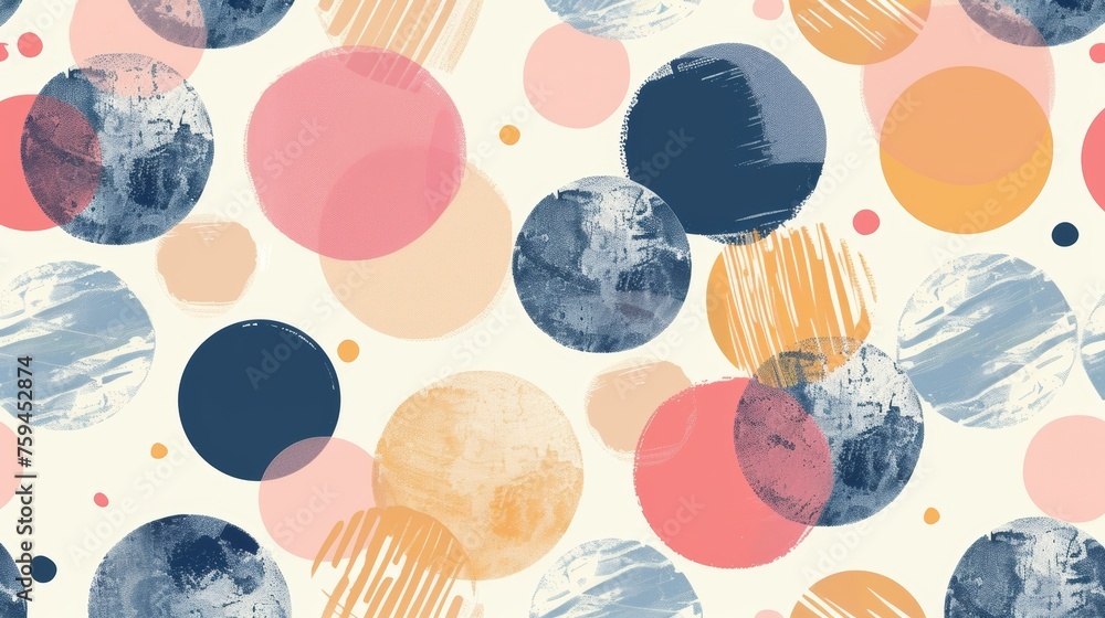 Poster an abstract pattern with circular geometric elements, an endless background, and a texture design fo