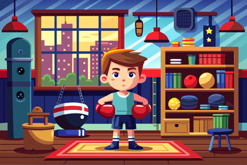 room design for a boy who loves boxing