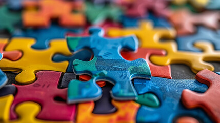 Colorful Puzzle Pieces symbol of Autism Awareness Day.