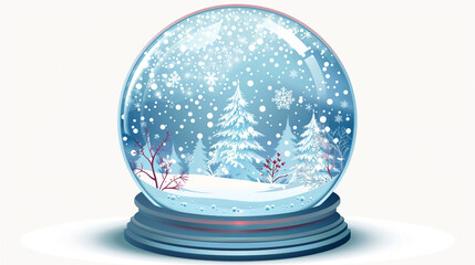 Fototapeta na wymiar snow globe on white with small tree 