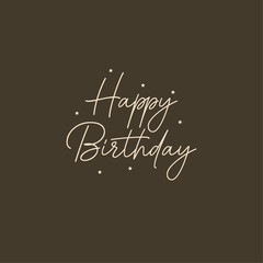 Happy Birthday.Beautiful greeting card scratched calligraphy black text word gold stars. Hand drawn invitation T-shirt print design. Handwritten modern brush lettering white background isolated vector