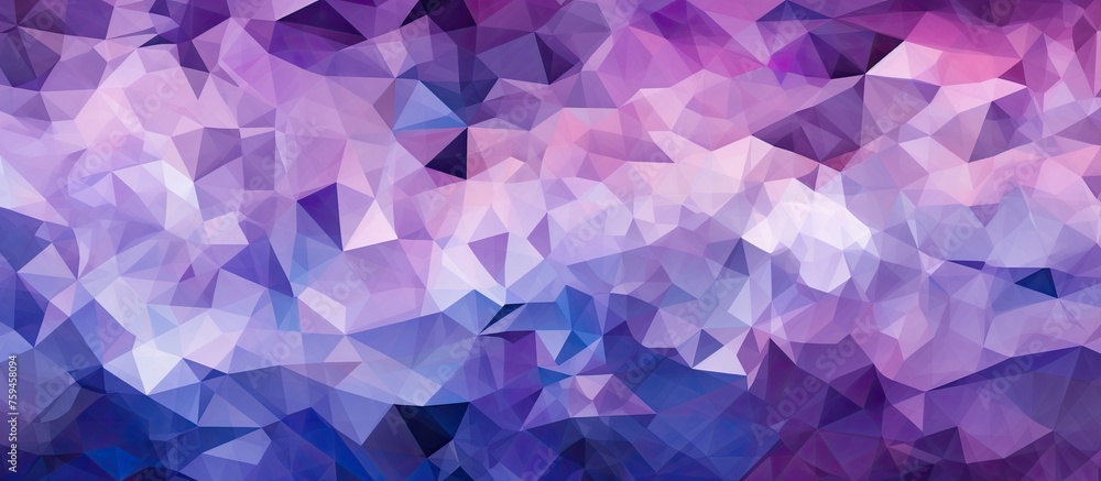 Poster the font on the purple and blue background with a geometric pattern of triangles creates a vibrant a