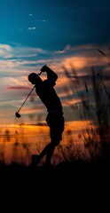 silhouette of an athlete golf 