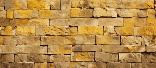 Wall surface with porous yellow stone blocks.