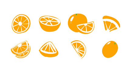 collection of vector illustrations of orange fruit