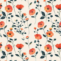 seamless pattern of  scattered roses, arranged in a random and organic composition