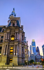 Philadelphia City Hall building at sunset in Pennsylvania, United States - 759465427