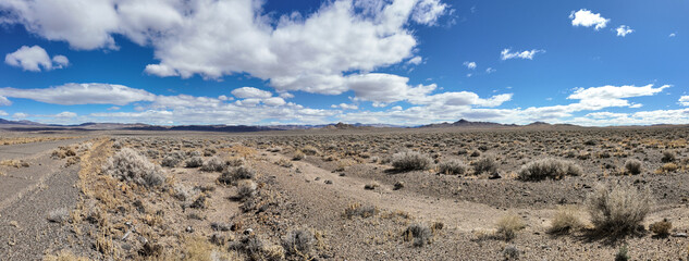 Nevada desert panorama with a road 
