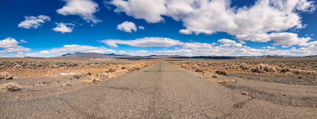 Empty road through nevada desert panorama 