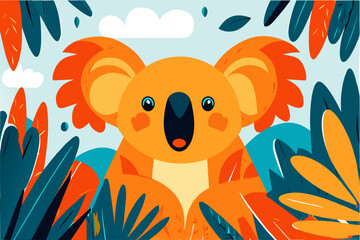 A koala lounges amidst lush eucalyptus leaves, its adorable features and relaxed demeanor evoking a sense of peace and tranquility.