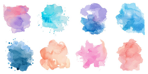 Set of watercolor circles brash multicolored. watercolor on white background. This is watercolor splash. It is drawn by hand transparent background.  © Towhidul