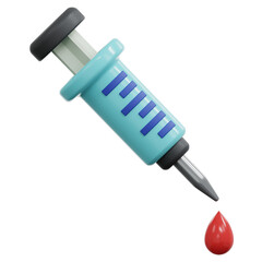 syringe with blood drop 3d illustration