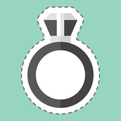 Sticker line cut Diamond Ring. related to Fashion symbol. simple design editable. simple illustration