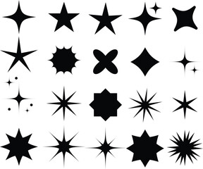 Star icons.Sparkle star icons. Shine icons. Twinkling stars. Sparkles, shining burst. Christmas vector symbols isolated