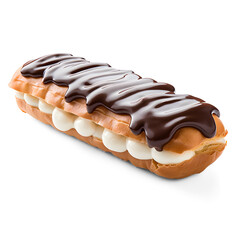 Delicious eclair on transparent background