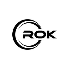 ROK letter logo design with white background in illustrator, cube logo, vector logo, modern alphabet font overlap style. calligraphy designs for logo, Poster, Invitation, etc.