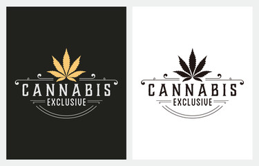 Fototapeta na wymiar Cannabis Weed CBD Hemp Smoke Marijuana Gold logo design inspiration