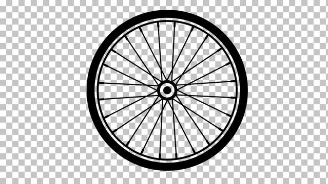 wheel of a bicycle. Bicycle wheel isolated rotate on a Transparent background
