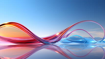 Fototapeta premium a vibrant rainbow of melted glass stretching across a clear blue sky