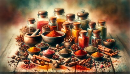Obraz na płótnie Canvas Watercolor painting of Spices