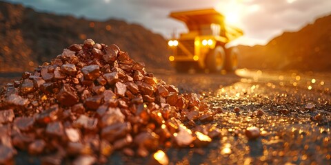 Global market analysis of copper production and prices in the mining industry. Concept Copper Production, Price Trends, Global Mining Industry, Market Analysis - obrazy, fototapety, plakaty