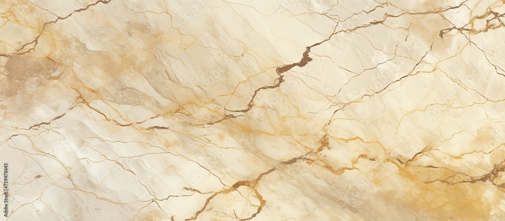 Poster a close up of a beige marble texture showcasing intricate patterns resembling wood and soil. the nat