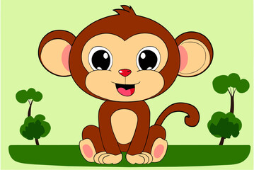 Fototapeta premium monkey cute background is tree