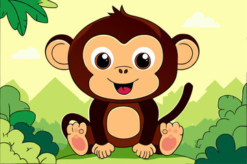 Obraz na płótnie Canvas monkey cute background is tree