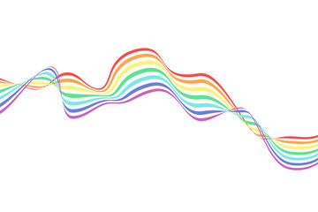 Abstract element, wavy, curved rainbow. Vector illustration of stripes with optical illusion, isolated on white background. - 759480467