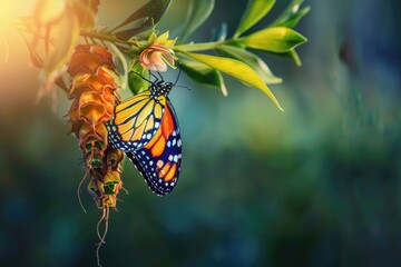A vibrant butterfly emerging from a cocoon capturing the transformation and beauty of change