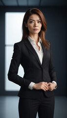 Portrait of beautiful business woman standing confident in black suit