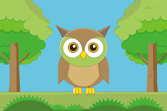 owls cute background is tree