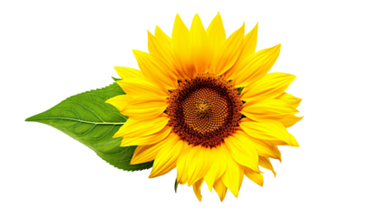 黄色いひまわりの花の背景切り抜き、夏イメージ素材