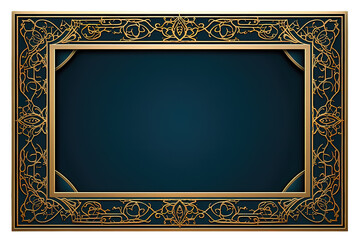 Golden ornate decorative vintage design art deco card isolated on PNG Background. Generative Ai.