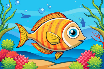 Fototapeta premium oceans fish cute background is tree