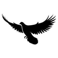 Obraz premium dove or pigeon flight silhouette vector illustration on white background