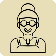 Icon Lady. related to Indigenous People symbol. hand drawn style. simple design editable. simple illustration