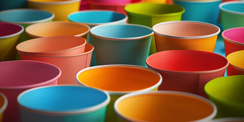 colorful plastic cups