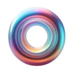 colorful 3d holographic glass torus with cylinder on Isolated transparent background png. generated with AI
