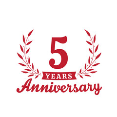 Celebrating 5 years anniversary logo design template. 5th anniversary celebrations logotype. Vector and illustrations.