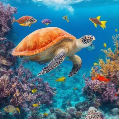 Fotobehang sea turtle swimming © Rashid
