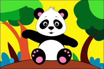 panda cute background is tree