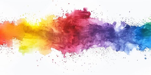 Dynamic watercolor splash in cool to warm hues, creating an inspiring spectrum against a pristine white background.