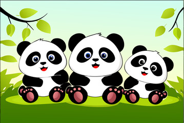 Fototapeta premium pandas cute background is tree