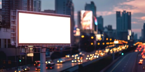blank billboard advertisement design traffic in the city