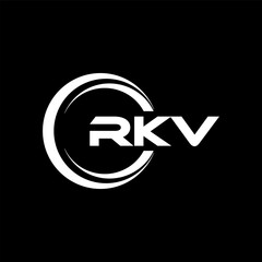 RKV letter logo design with black background in illustrator, cube logo, vector logo, modern alphabet font overlap style. calligraphy designs for logo, Poster, Invitation, etc.