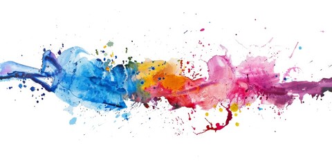 Explosive watercolor chaos, where vibrant blues, pinks, and yellows collide and dance on a white backdrop.