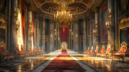 Throne hall in a majestic palace - obrazy, fototapety, plakaty