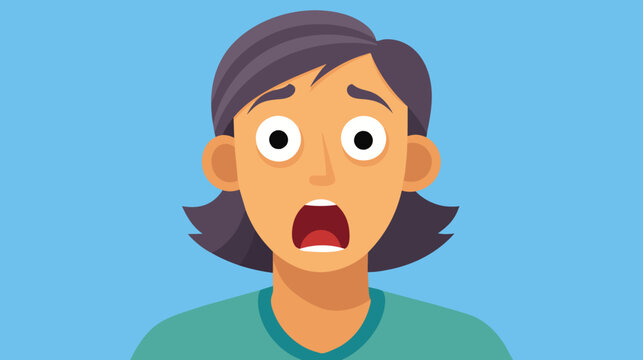 Surprised Woman Expressing Shock Against Blue Background