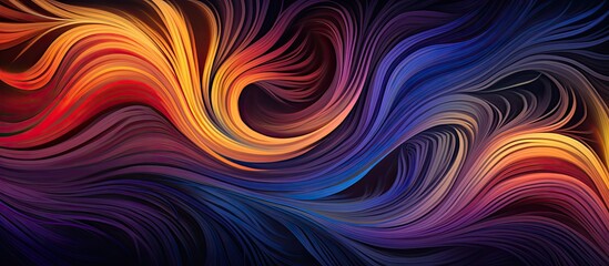 A closeup view of a vibrant, swirling pattern in shades of purple, violet, magenta, and electric blue on a dark background, resembling a geological phenomenon in a mesmerizing art painting